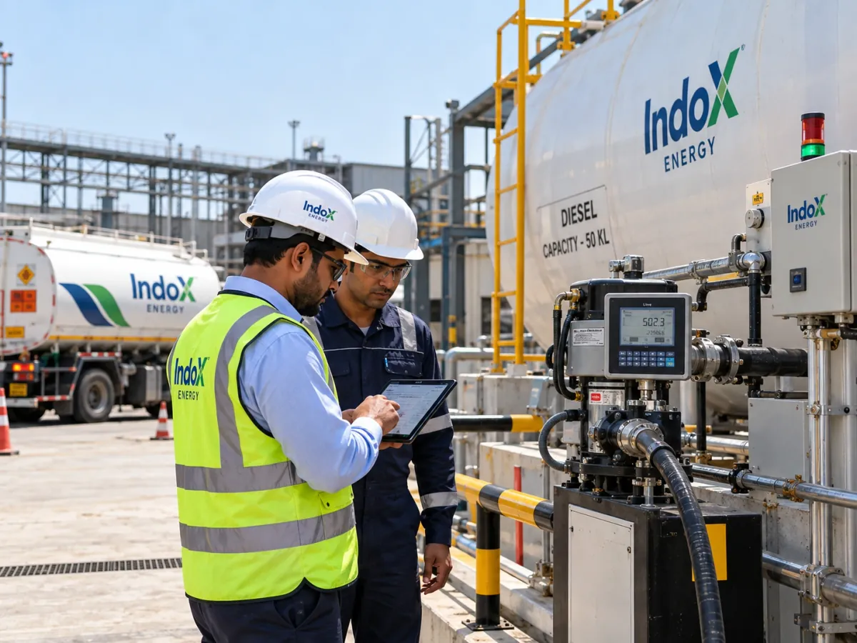 IndoX Energy team member checking a delivery at a customer site