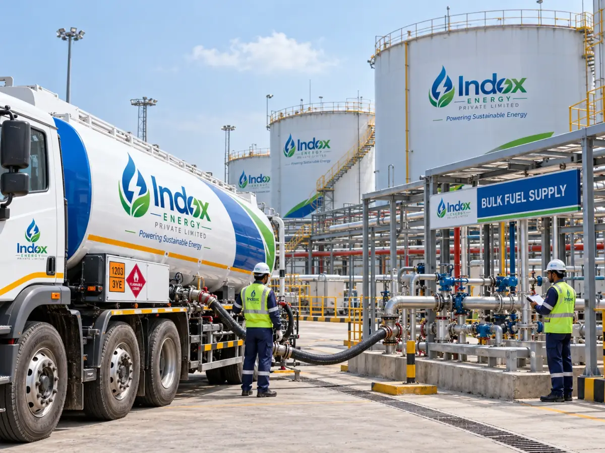 Bulk fuel tanker arriving at an industrial facility