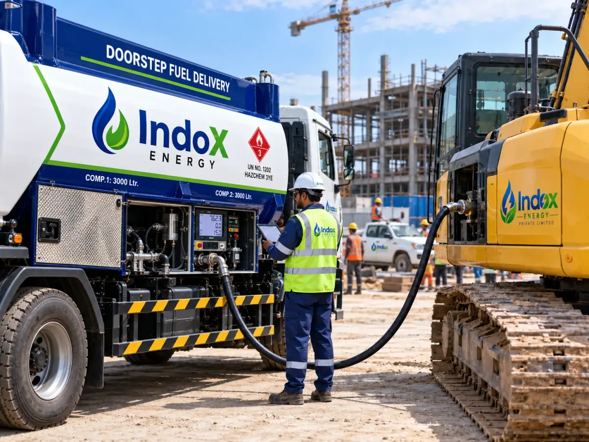 Fuel bowser refuelling equipment at a project site