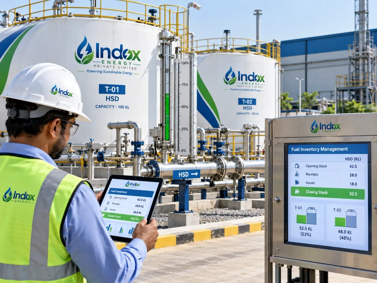 Site supervisor checking fuel stock records on a tablet
